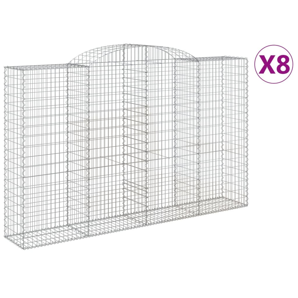 vidaXL Gabions avec arche 8 pcs 300x50x180/200cm Fer galvanisé