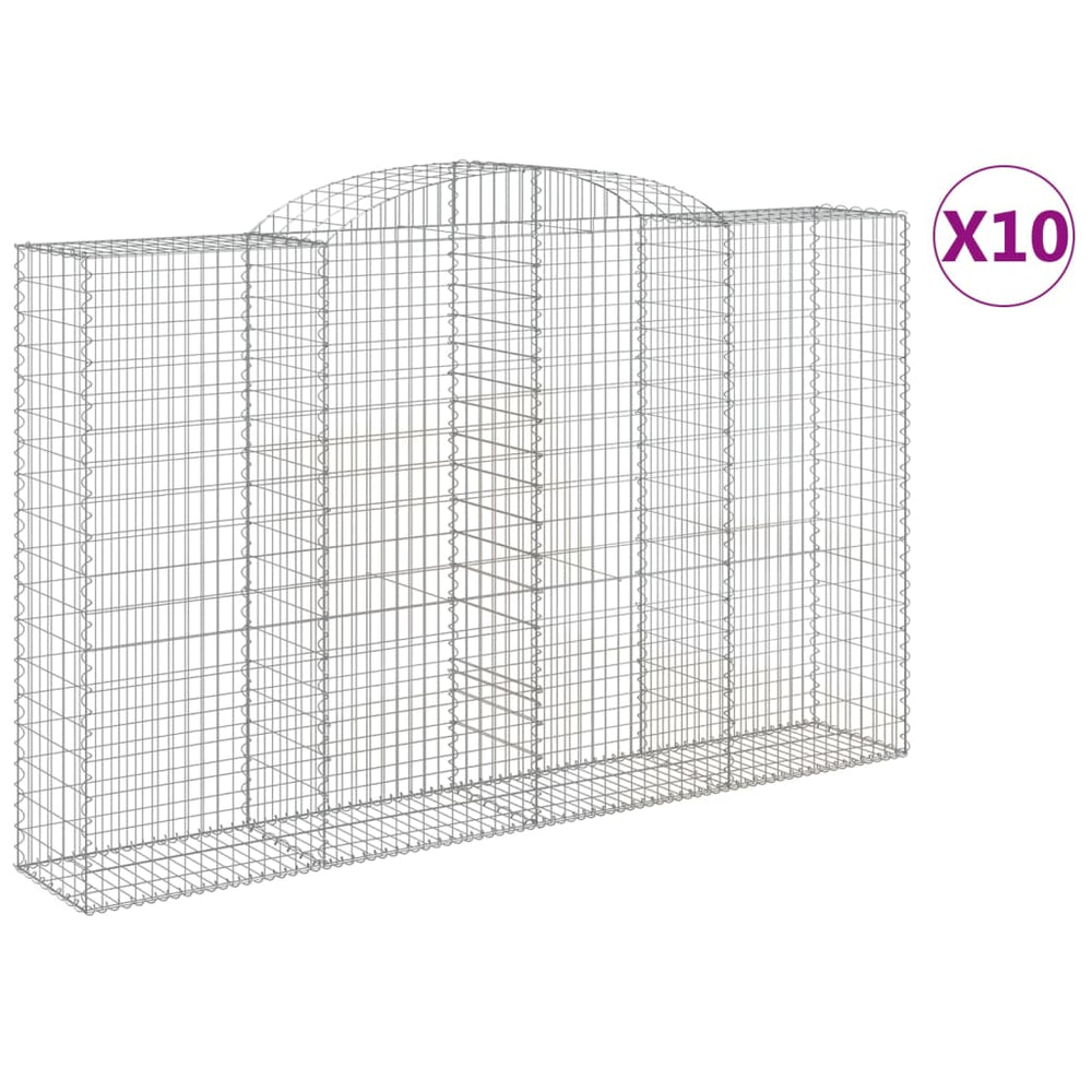 vidaXL Gabions à arc élevé 10 pcs 300x50x180/200cm Fer galvanisé