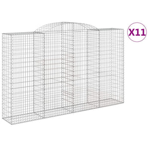 Gabionen mit Hochbogen 11 Stk 300x50x180/200cm Verzinktes Eisen