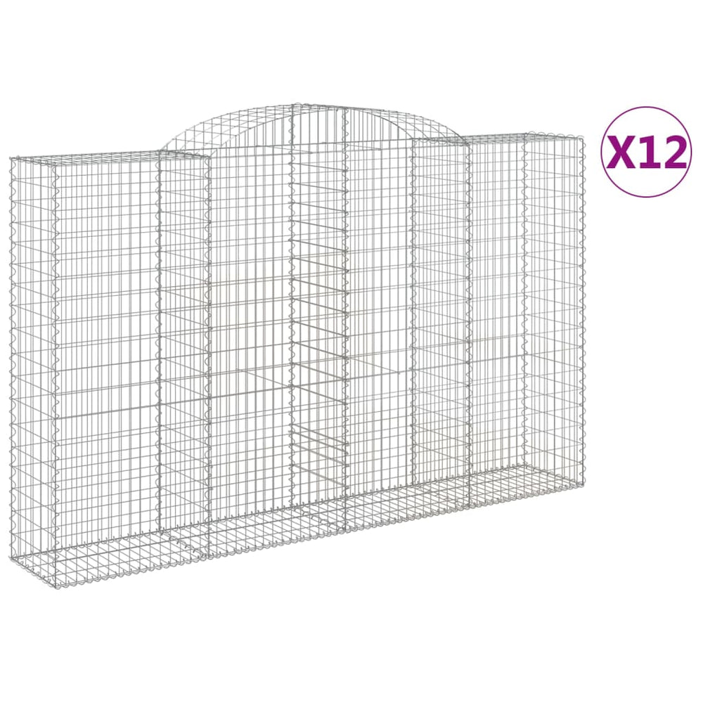 vidaXL Gabions avec arche 12 pcs 300x50x180/200 cm Fer galvanisé