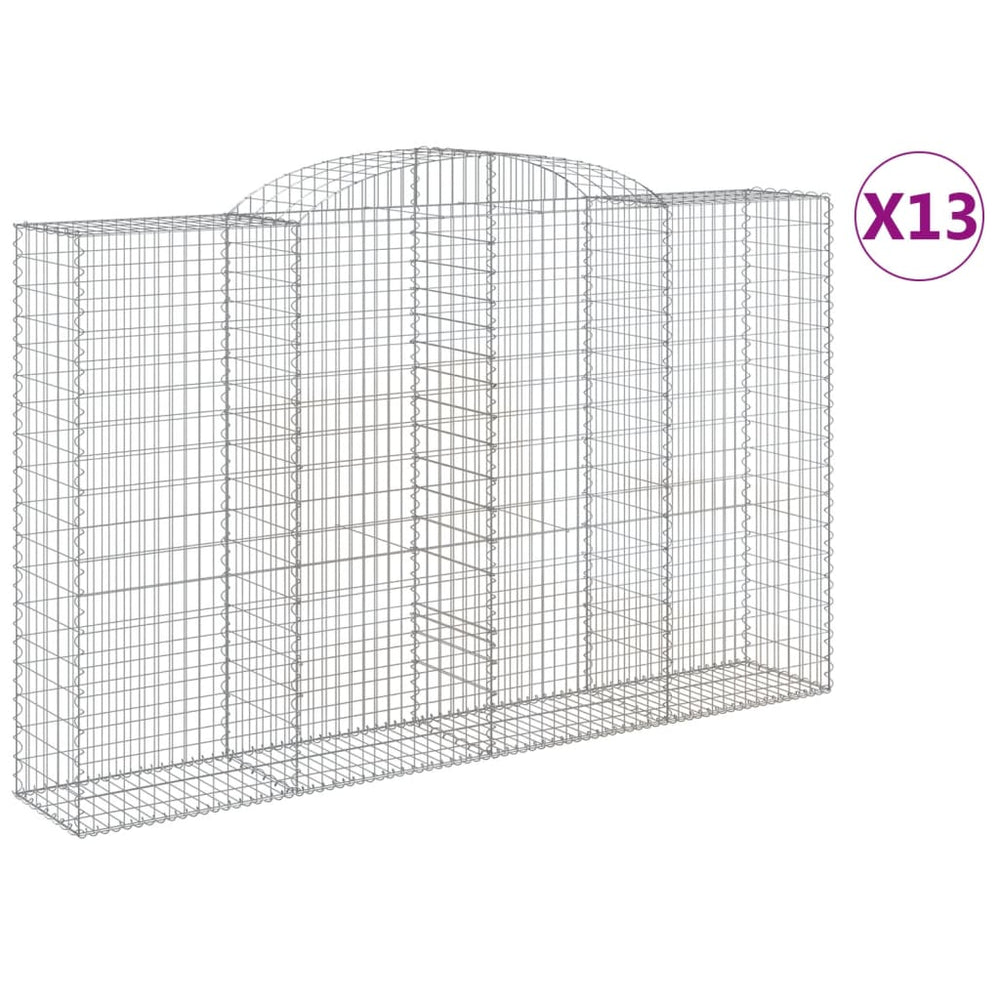 vidaXL Gabions avec arche 13 pcs 300x50x180/200cm Fer galvanisé