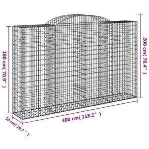 Gabionen mit Hochbogen 13 Stk 300x50x180/200cm Verzinktes Eisen
