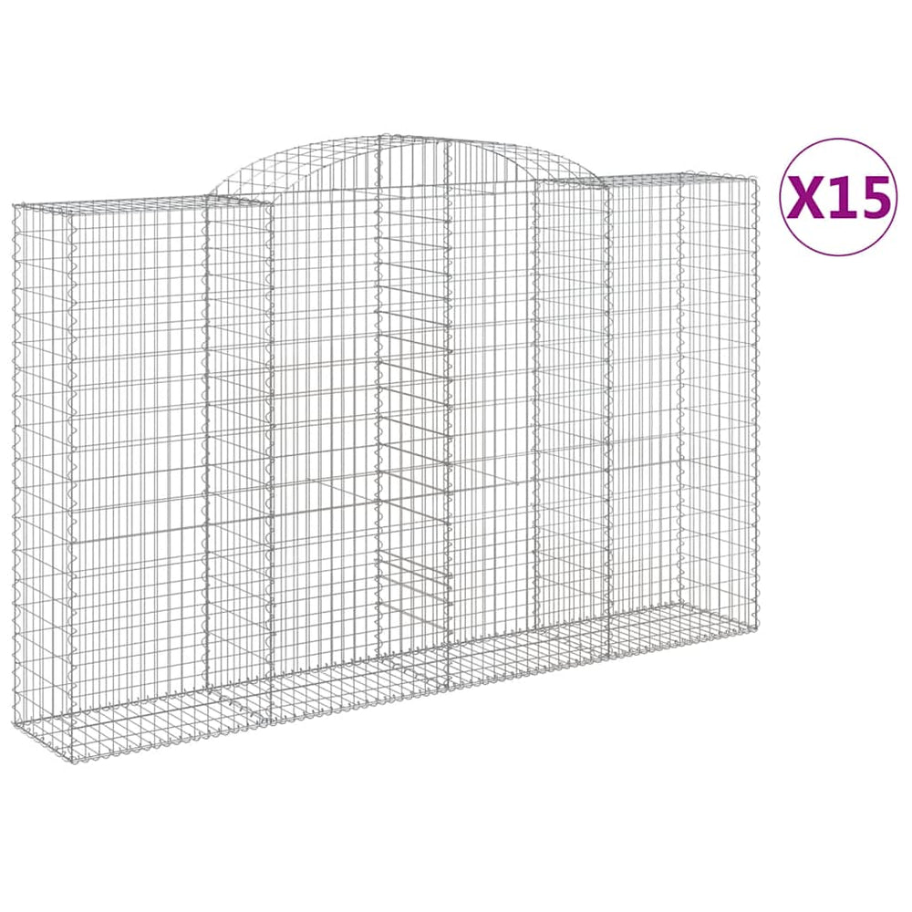 vidaXL Gabions avec arche 15 pcs 300x50x180/200 cm Fer galvanisé