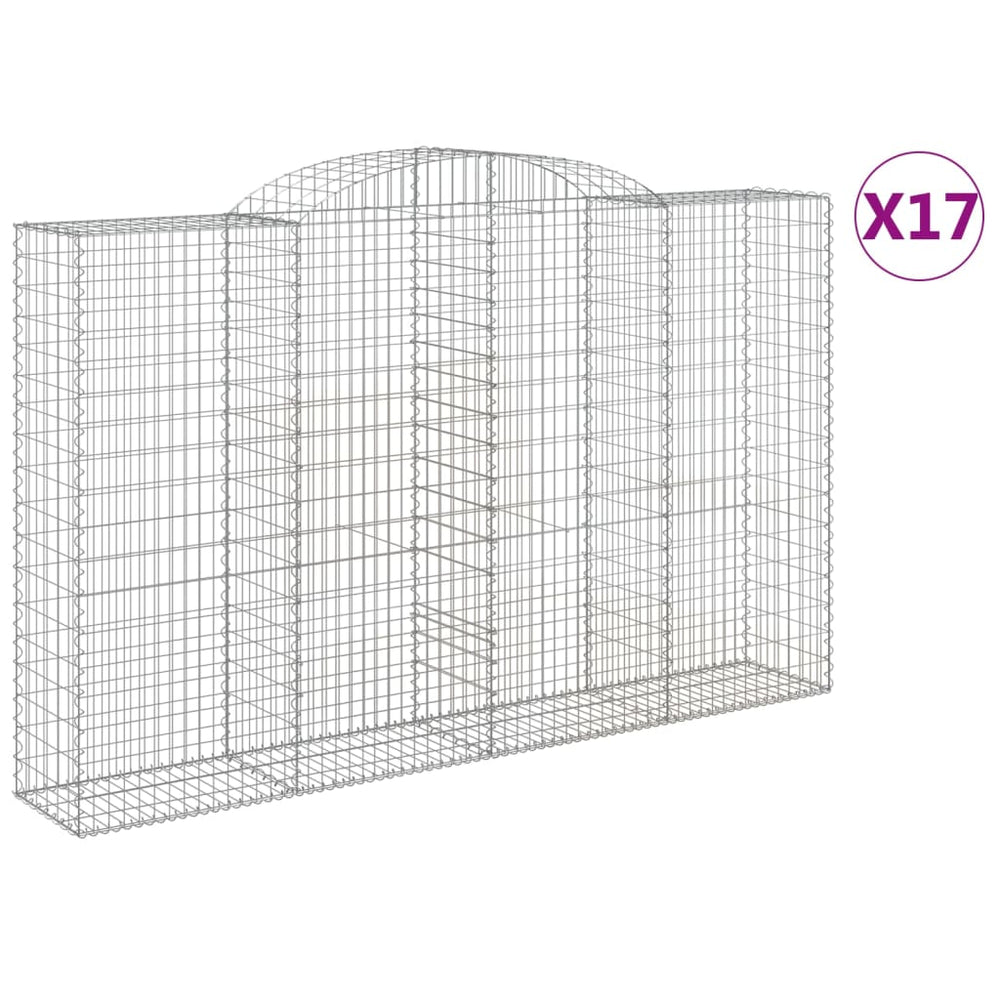 vidaXL Gabions avec arche 17 pcs 300x50x180/200cm Fer galvanisé