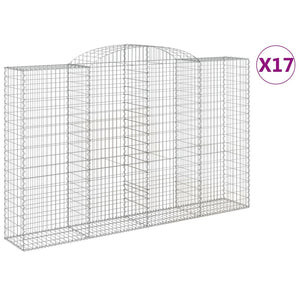 Gabionen mit Hochbogen 17 Stk 300x50x180/200cm Verzinktes Eisen