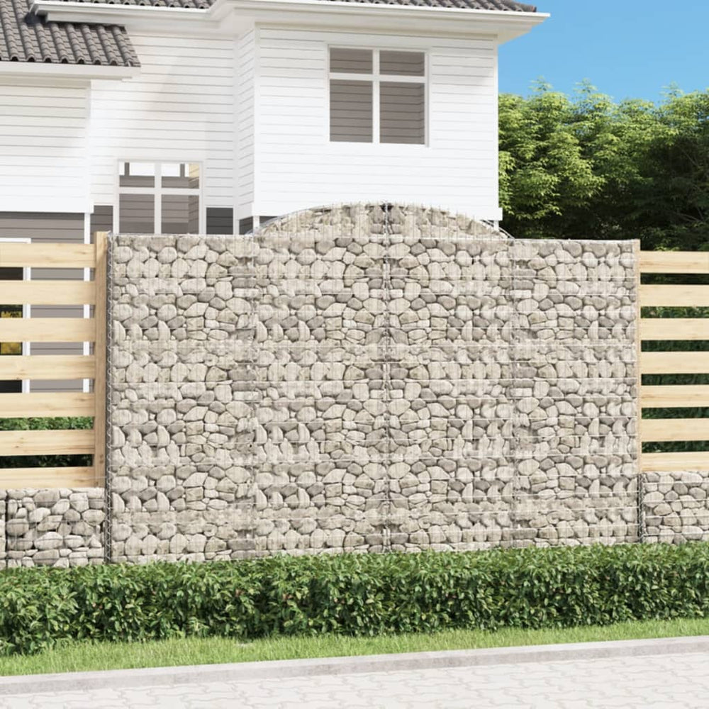 vidaXL Gabions à arche surélevée 3 pcs 300x50x200/220 cm Fer galvanisé