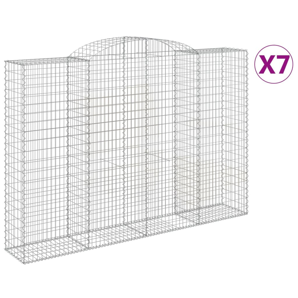 vidaXL Gabions avec arc surélevé 7 pcs 300x50x200/220cm Fer galvanisé
