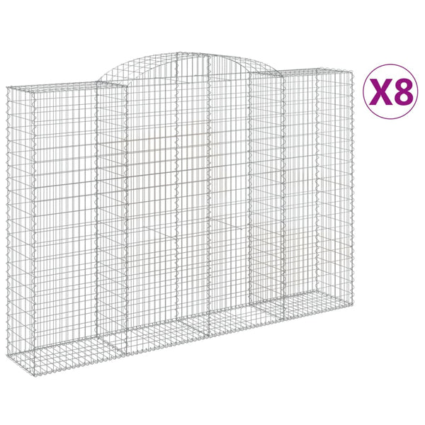 Gabionen mit Hochbogen 8 Stk. 300x50x200/220cm Verzinktes Eisen