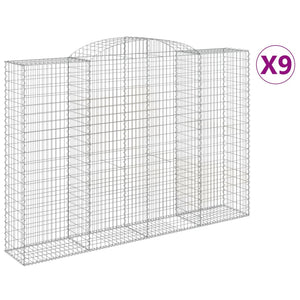 Gabionen mit Hochbogen 9 Stk. 300x50x200/220cm Verzinktes Eisen