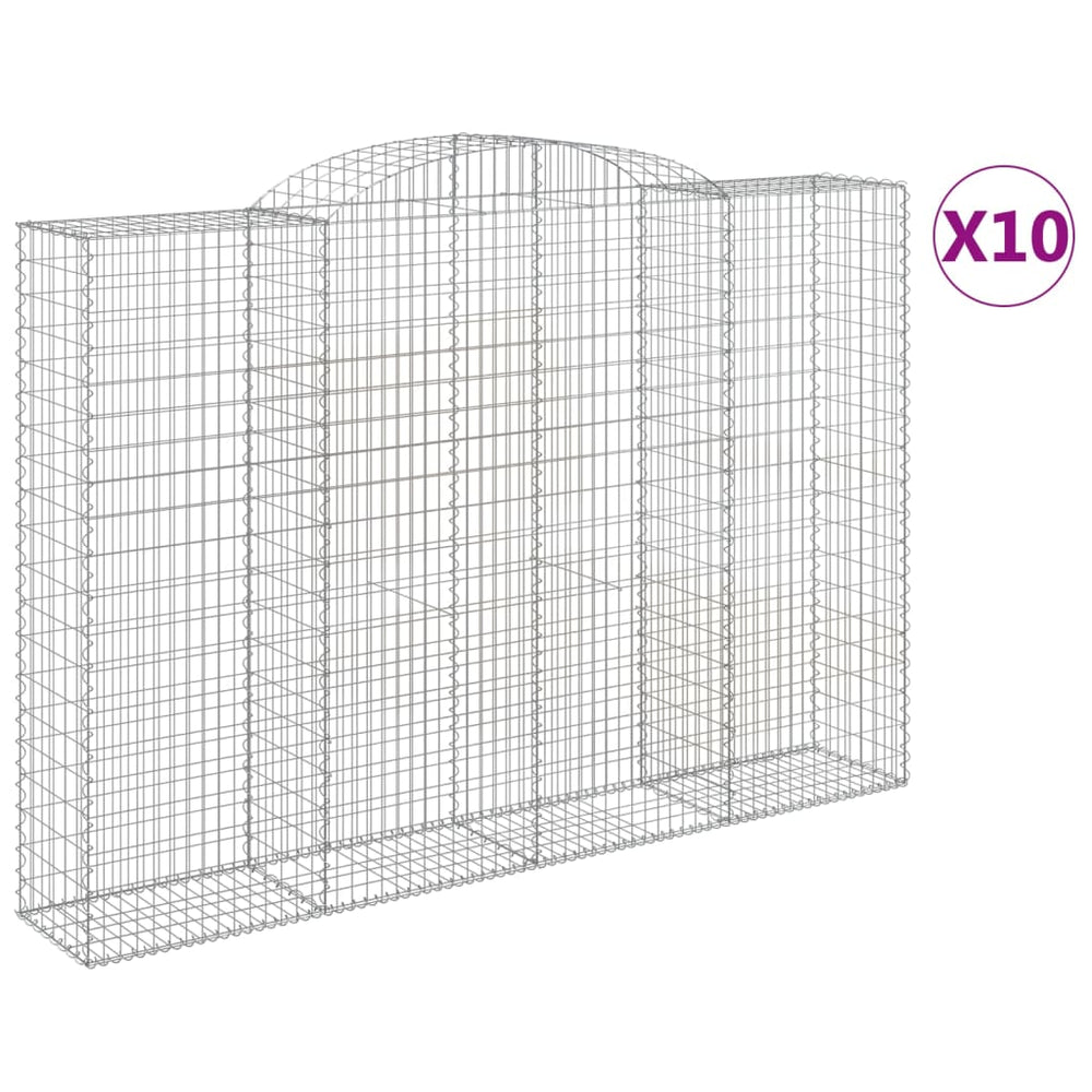 vidaXL Gabions avec arche 10 pcs 300x50x200/220 cm Fer galvanisé