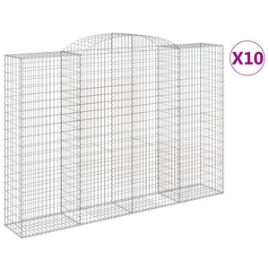 Gabionen mit Hochbogen 10 Stk 300x50x200/220cm Verzinktes Eisen