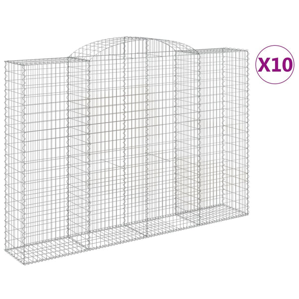 Gabionen mit Hochbogen 10 Stk 300x50x200/220cm Verzinktes Eisen