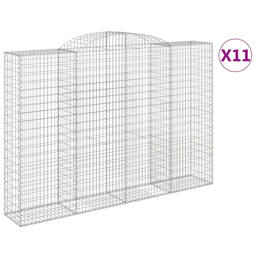 vidaXL Gabions avec arche 11 pcs 300x50x200/220 cm Fer galvanisé