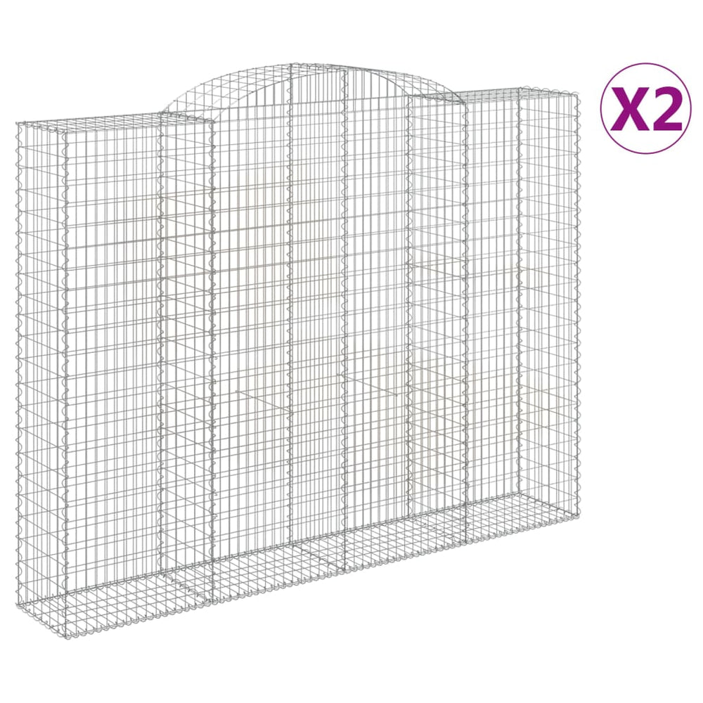 vidaXL Gabions à arc surélevé 2 pcs 300x50x220/240 cm Fer galvanisé