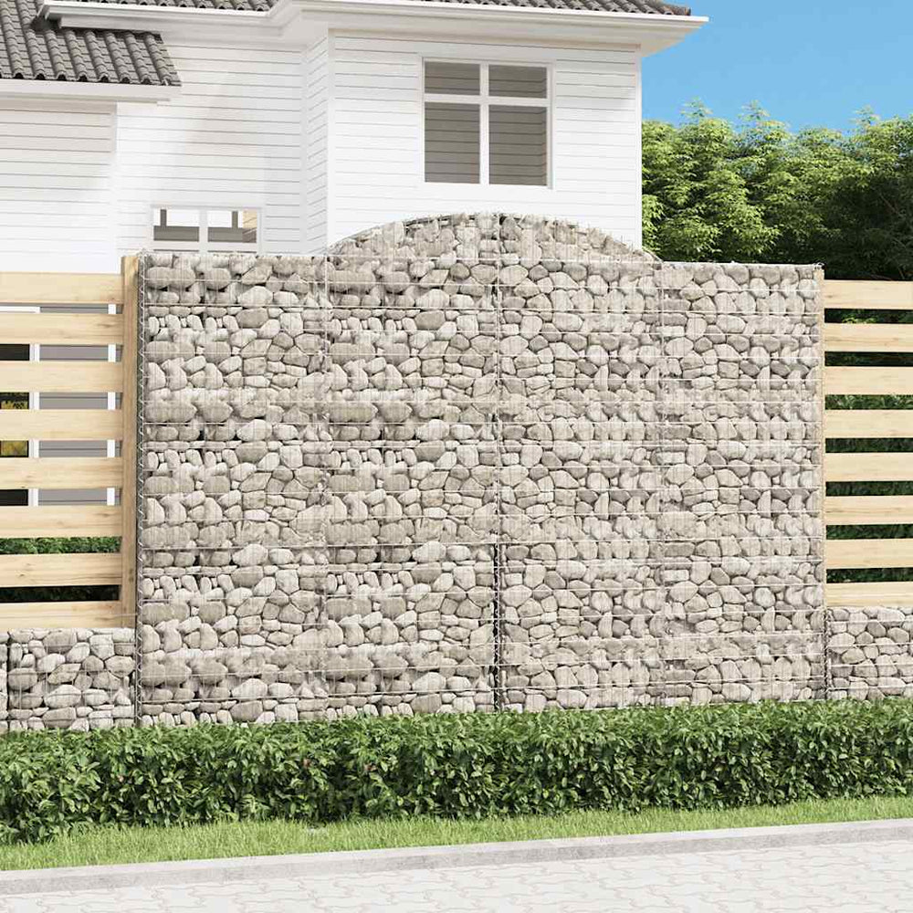 vidaXL Gabions avec arche haute 4 pcs 300x50x220/240 cm Fer galvanisé