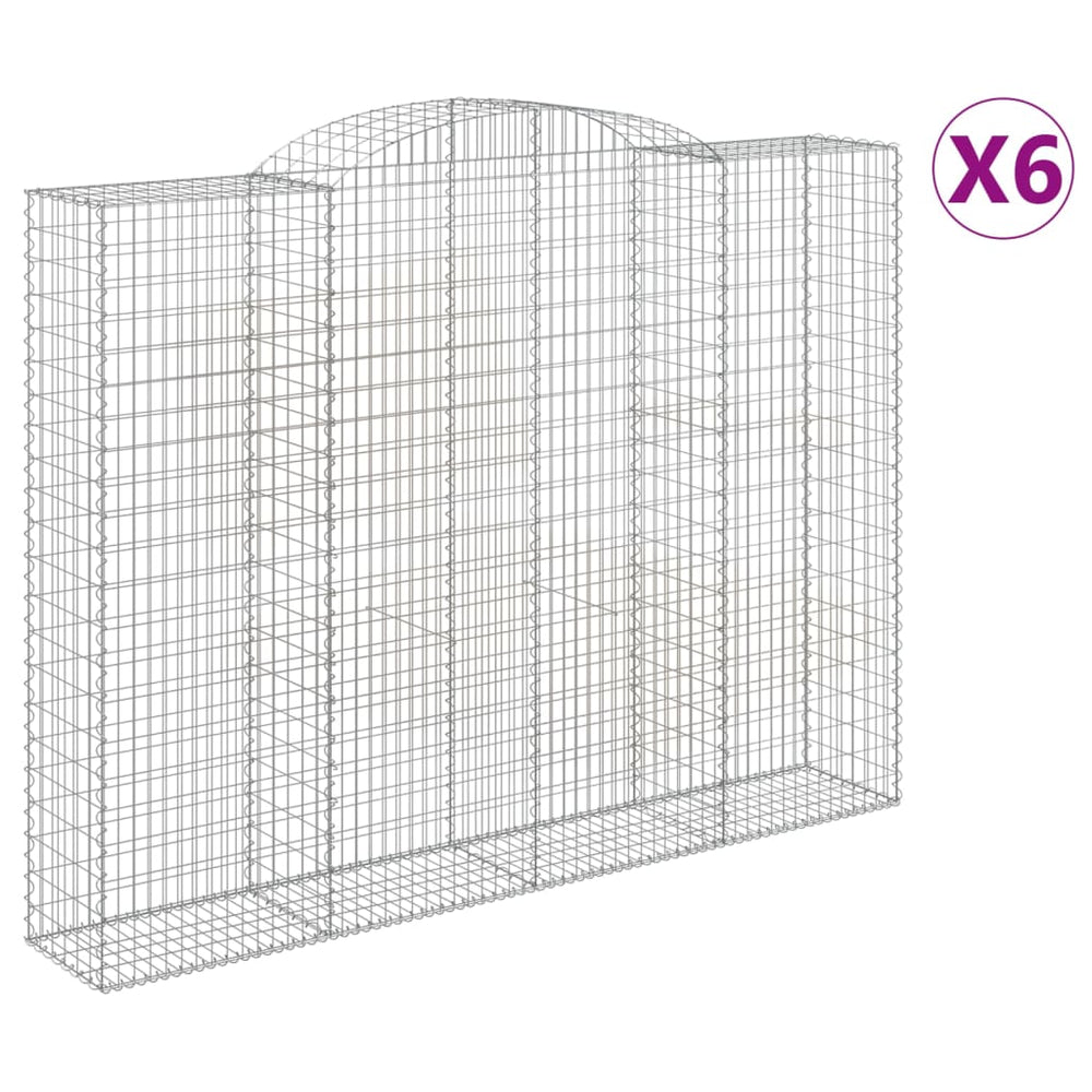 vidaXL Gabions avec arc surélevé 6 pcs 300x50x220/240 cm Fer galvanisé
