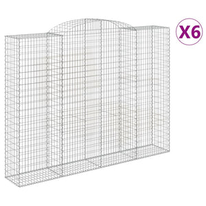 Gabionen mit Hochbogen 6 Stk. 300x50x220/240cm Verzinktes Eisen