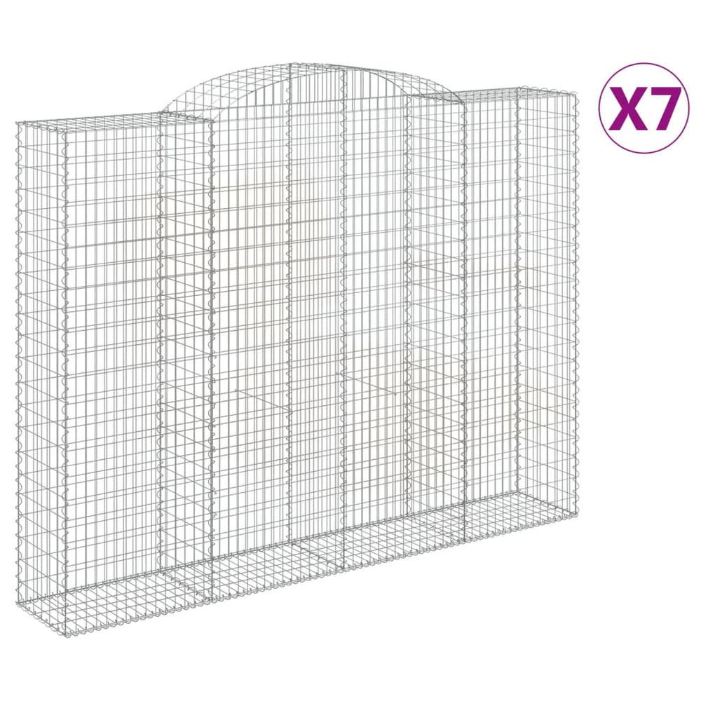 vidaXL Gabions à arc élevé 7 pcs 300x50x220/240 cm Fer galvanisé