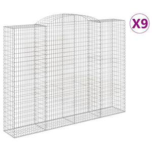 Gabionen mit Hochbogen 9 Stk. 300x50x220/240cm Verzinktes Eisen