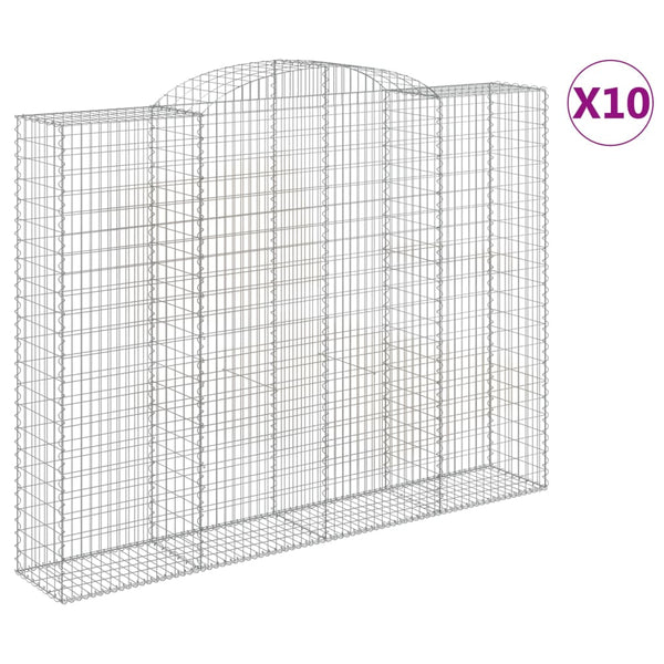 Gabionen mit Hochbogen 10 Stk 300x50x220/240cm Verzinktes Eisen