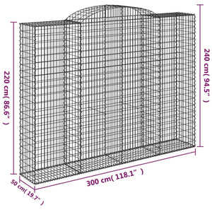 Gabionen mit Hochbogen 10 Stk 300x50x220/240cm Verzinktes Eisen