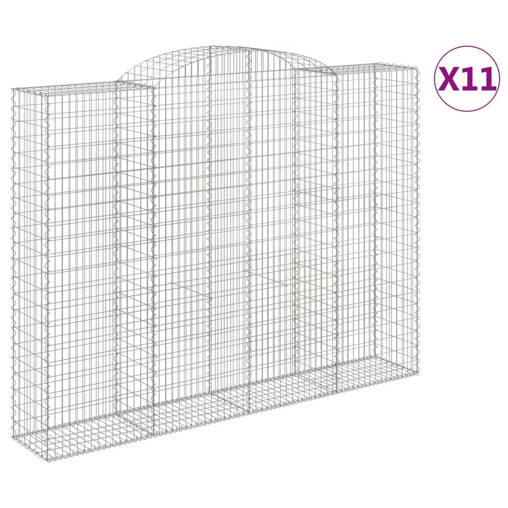 vidaXL Gabions à arche surélevée 11 pces 300x50x220/240 cm Fer galvanisé