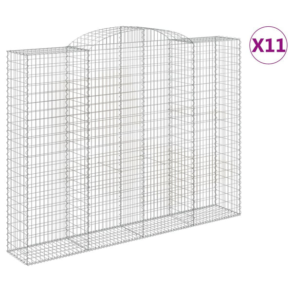 Gabionen mit Hochbogen 11 Stk 300x50x220/240cm Verzinktes Eisen