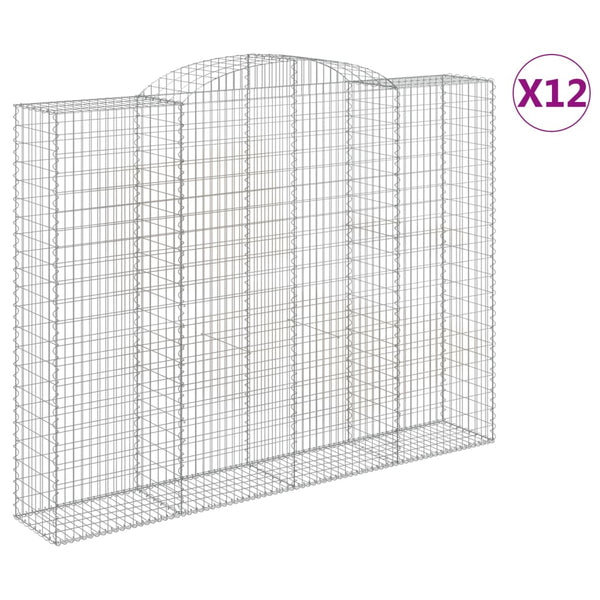 Gabionen mit Hochbogen 12 Stk 300x50x220/240cm Verzinktes Eisen