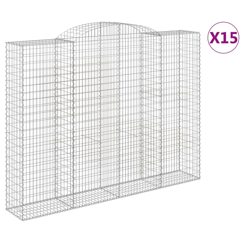 vidaXL Gabions avec arche 15 pcs 300x50x220/240cm Fer galvanisé