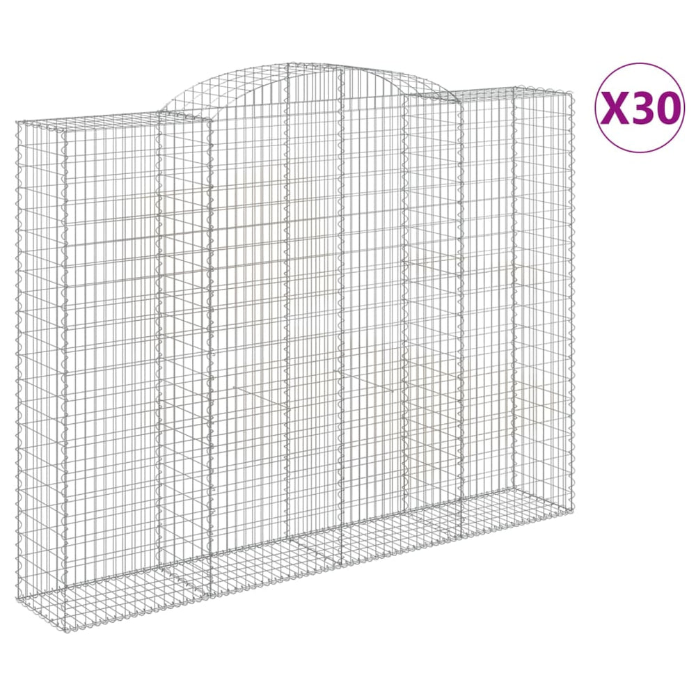 vidaXL Gabions avec arche haute 30 pcs 300x50x220/240 cm Fer galvanisé