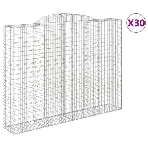 Gabionen mit Hochbogen 30 Stk 300x50x220/240cm Verzinktes Eisen