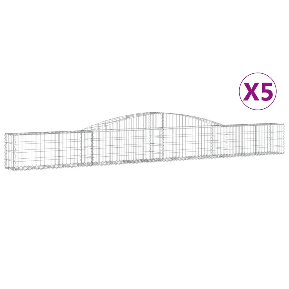 vidaXL Gabions avec arche surélevée 5 pcs 400x30x40/60 cm Fer galvanisé