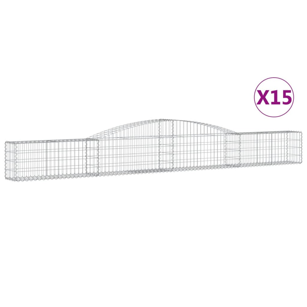 vidaXL Gabions avec arc en ogive 15 pces 400x30x40/60 cm Fer galvanisé