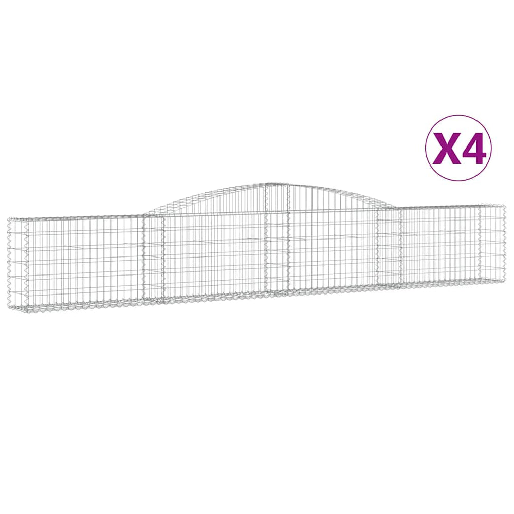 vidaXL Gabions avec arche surélevée 4 pcs 400x30x60/80 cm Fer galvanisé
