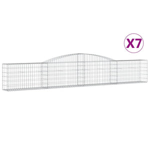 Gabionen mit Hochbogen 7 Stk. 400x30x60/80 cm Verzinktes Eisen