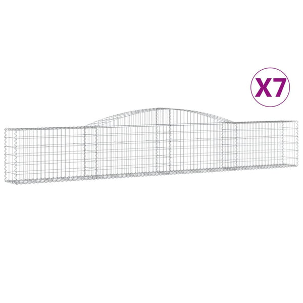 Gabionen mit Hochbogen 7 Stk. 400x30x60/80 cm Verzinktes Eisen