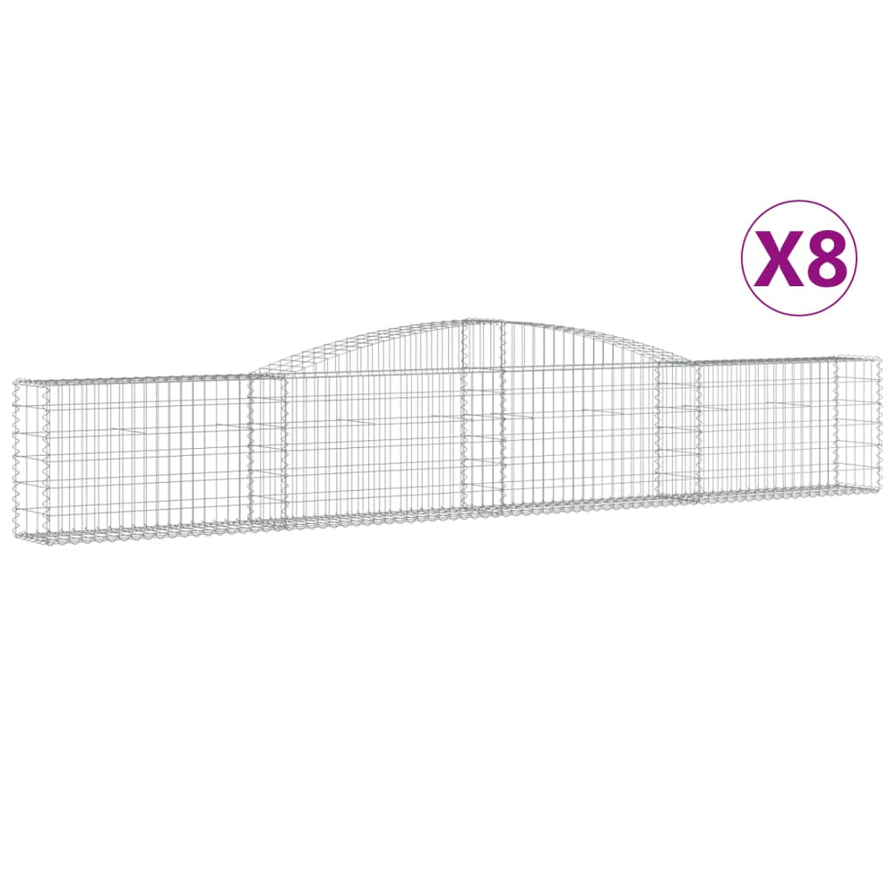 vidaXL Gabions avec arche 8 pcs 400x30x60/80 cm Fer galvanisé