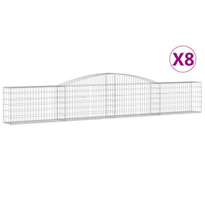 Gabionen mit Hochbogen 8 Stk. 400x30x60/80 cm Verzinktes Eisen