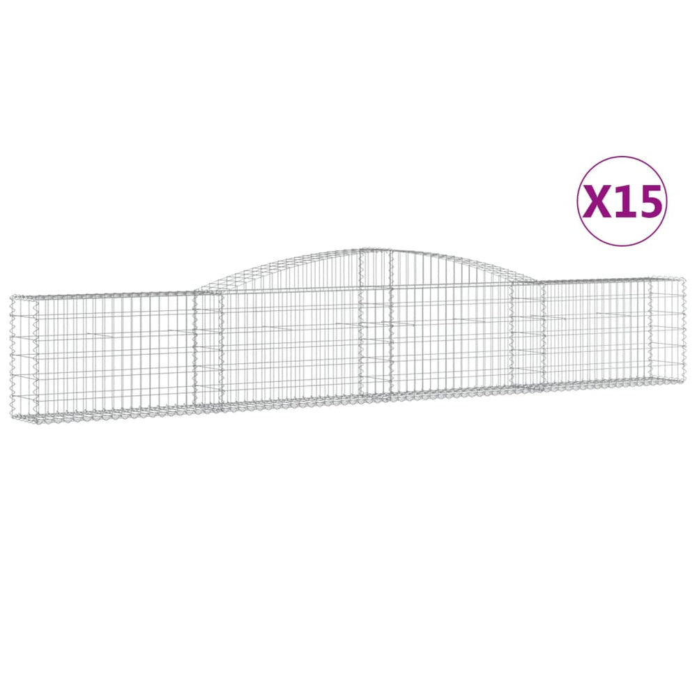 vidaXL Gabions à arche surélevée 15 pces 400x30x60/80 cm Fer galvanisé