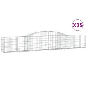 Gabionen mit Hochbogen 15 Stk. 400x30x60/80 cm Verzinktes Eisen