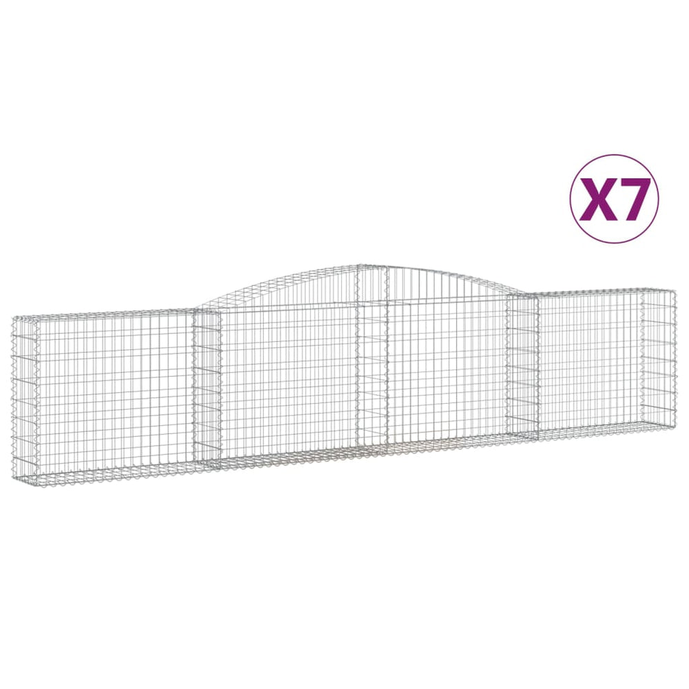 vidaXL Gabions avec arc surélevé 7 pcs 400x30x80/100cm Fer galvanisé