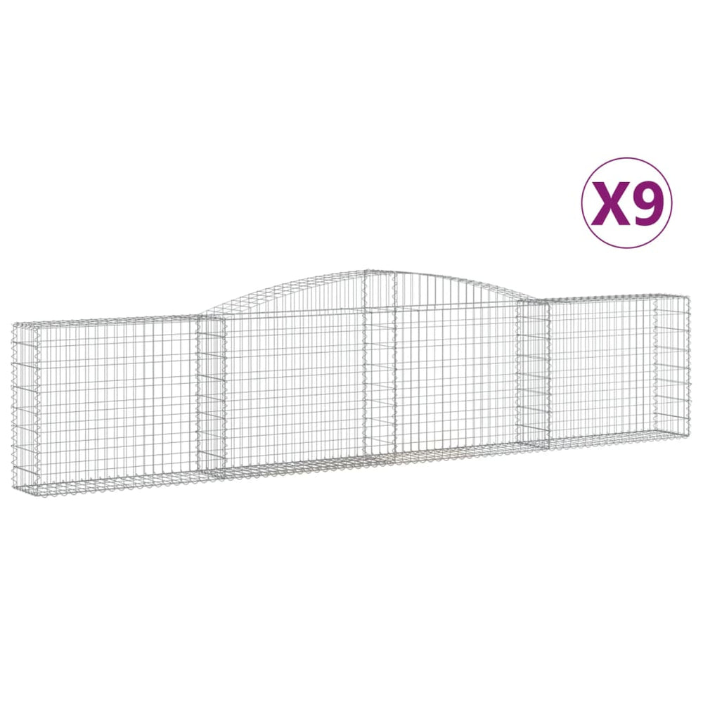 vidaXL Gabions avec arche haute 9 pcs 400x30x80/100 cm Fer galvanisé