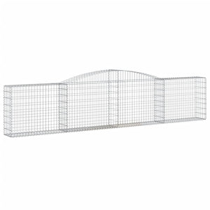Gabionen mit Hochbogen 15 Stk. 400x30x80/100cm Verzinktes Eisen