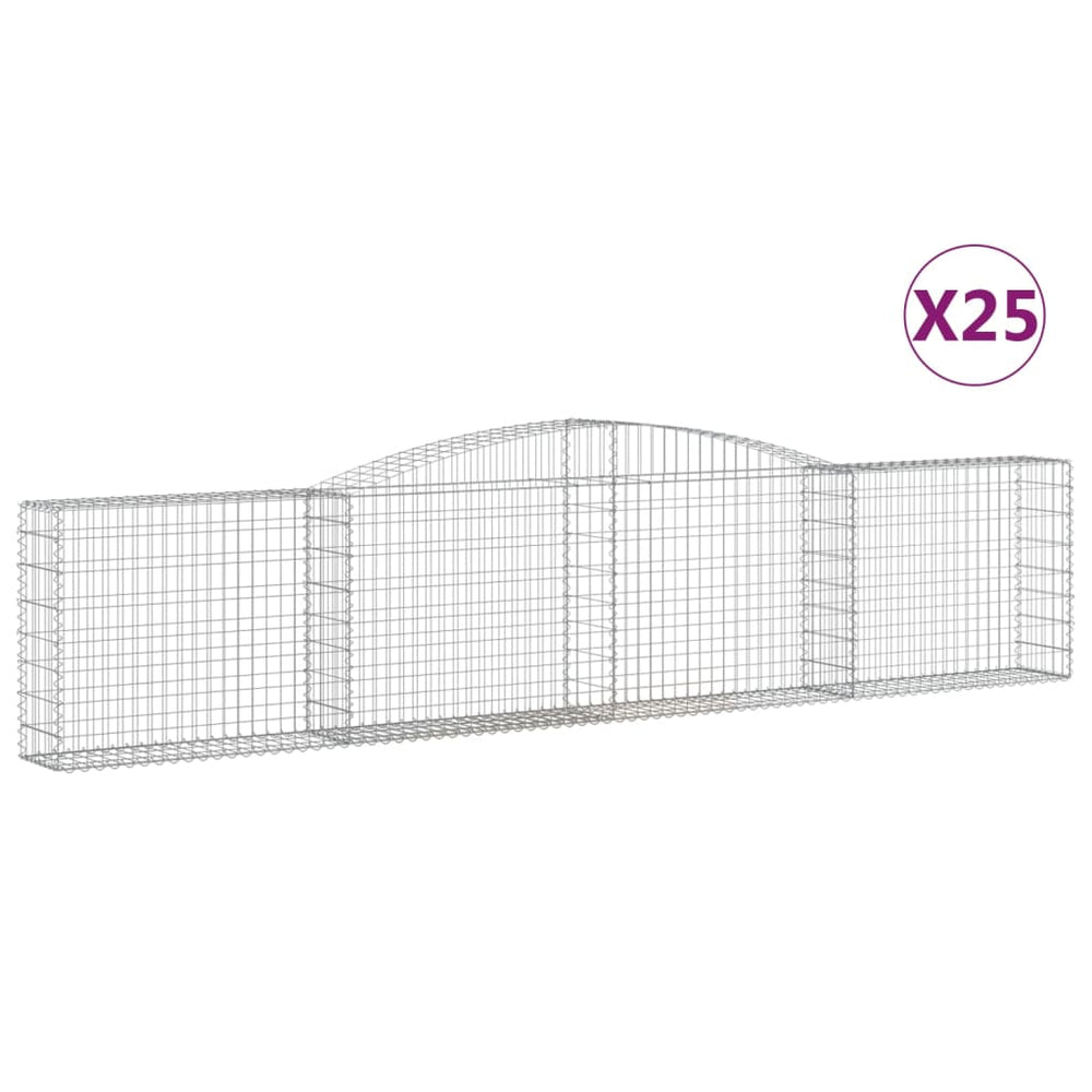 vidaXL Gabions avec arche haute 25 pcs 400x30x80/100 cm Fer galvanisé