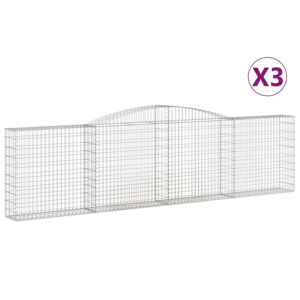 vidaXL Gabions avec arche 3 pèces 400x30x100/120 cm Fer galvanisé