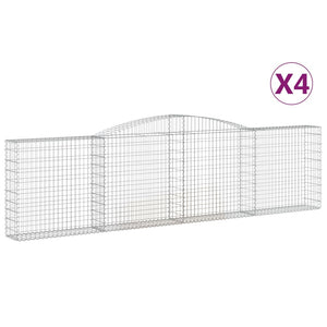 Gabionen mit Hochbogen 4 Stk. 400x30x100/120cm Verzinktes Eisen