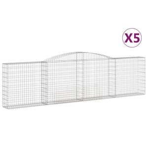 Gabionen mit Hochbogen 5 Stk. 400x30x100/120cm Verzinktes Eisen