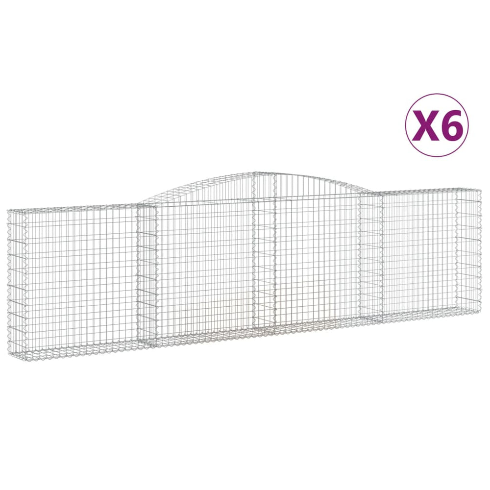 vidaXL Gabions avec arc en forme de S 6 pcs 400x30x100/120 cm Fer galvanisé