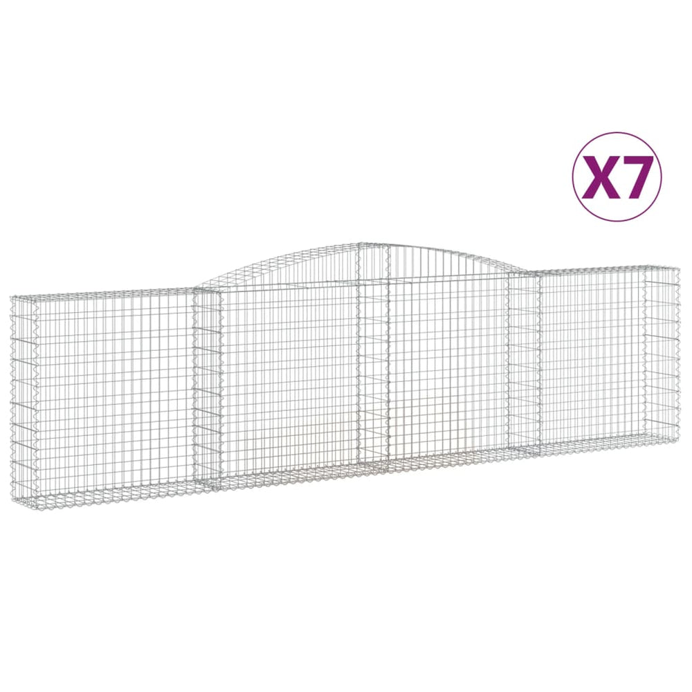 vidaXL Gabions avec arche 7 pcs 400x30x100/120cm Fer galvanisé