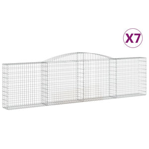 Gabionen mit Hochbogen 7 Stk. 400x30x100/120cm Verzinktes Eisen